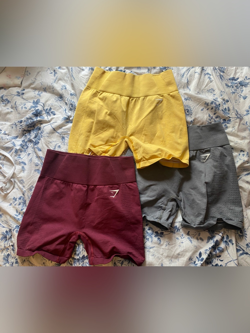 Gymshark Women's Athletic Shorts — Burgundy, Gray, Yellow